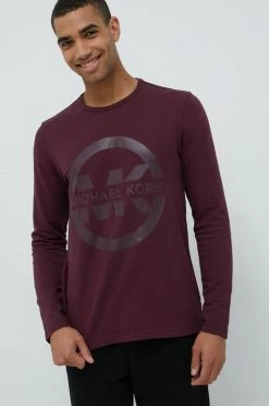 Ανδρικά Μακρυμάνικα Βαμβακερή μπλούζα με μακριά μανίκια Michael Kors κάστανο