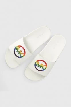 Ανδρικά Παντόφλες Δερμάτινες παντόφλες Michael Kors Jake άσπρο