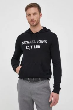 Ανδρικά Χωρίς φερμουάρ Βαμβακερό πουλόβερ Michael Kors χρώμα: μαύρο, -Michael Kors Κατάστημα unnamed file 981